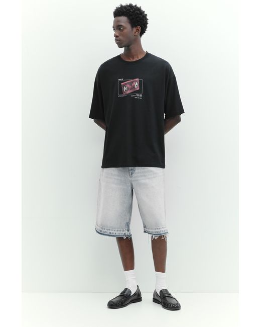 Pull&Bear Gray Stwd Tape Graphic T-Shirt for men