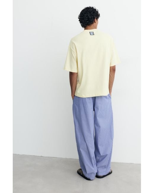 Pull&Bear Natural Oversize Embroidered T-Shirt for men