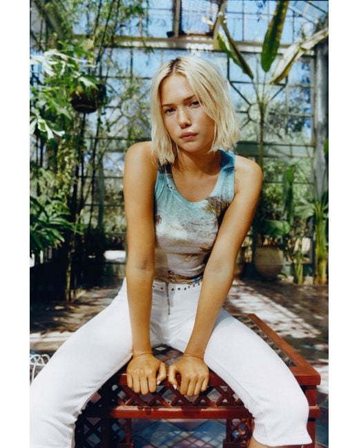 Pull&Bear Green Slim Aarons Print Tank Top