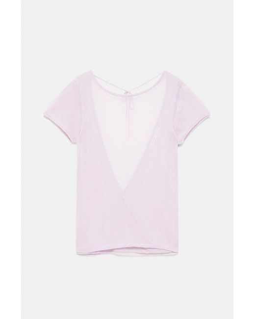 Pull&Bear Pink Short Sleeve Open Back Knit Top
