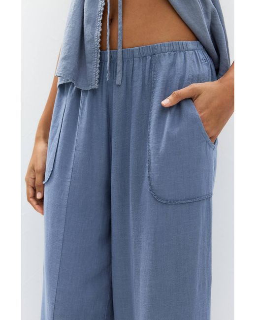 Pull&Bear Blue Fließende Hose Mit Leinen