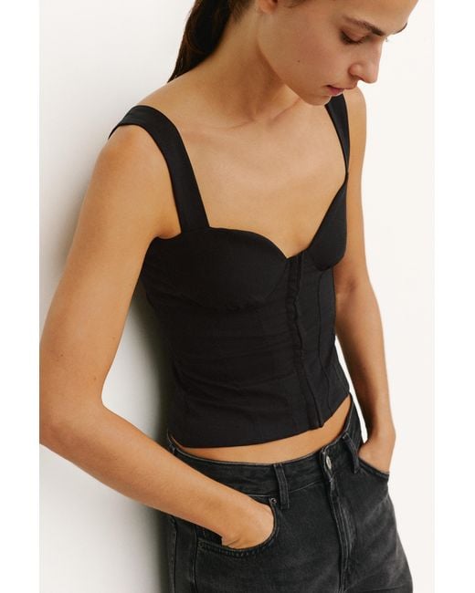 Pull&Bear Gray Strappy Corsetry-Inspired Top