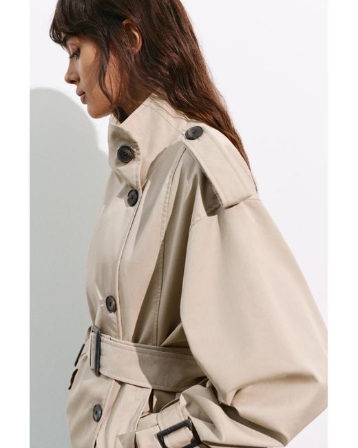 Pull&Bear Natural Short Belted Trench Coat