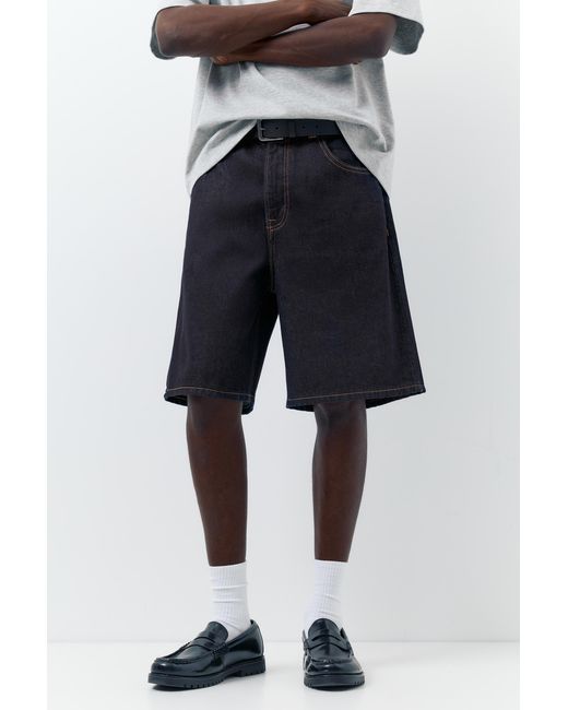 Pull&Bear Blue Baggy Relaxed Fit Denim Bermuda Shorts for men