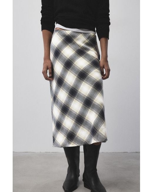 Pull&Bear Geruite Midi-Rok in het Blue