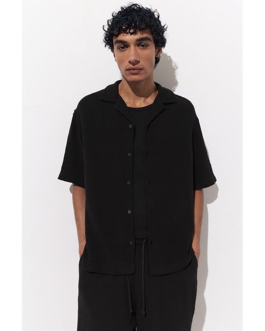 Camicia Maniche Corte Bambula di Pull&Bear in Black da Uomo