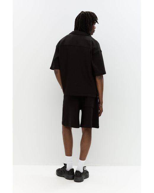 Pull&Bear Black Short Sleeve Rustic Shirt for men