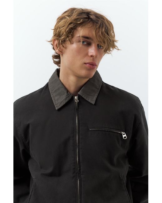 Pull&Bear Black Jacket With Contrast Collar for men