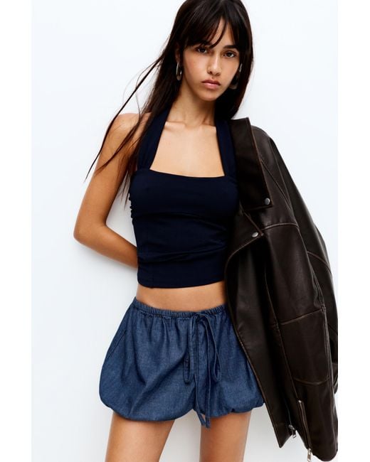 Pull&Bear Blue Balloon Denim Shorts