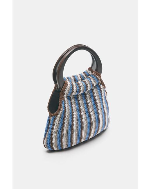 Pull&Bear Blue Striped Handbag