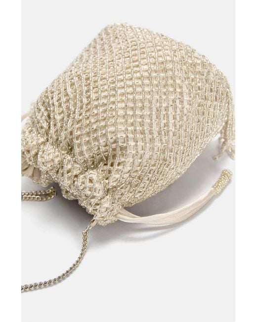 Pull&Bear Natural Beuteltasche Mit Perlenbesatz