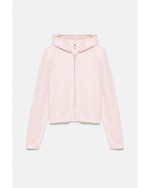 Pull&Bear Pink Zip-Up Hooded Cardigan
