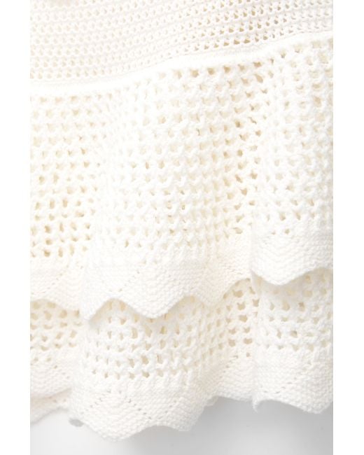 Pull&Bear White Ruffled Crochet Mini Skirt