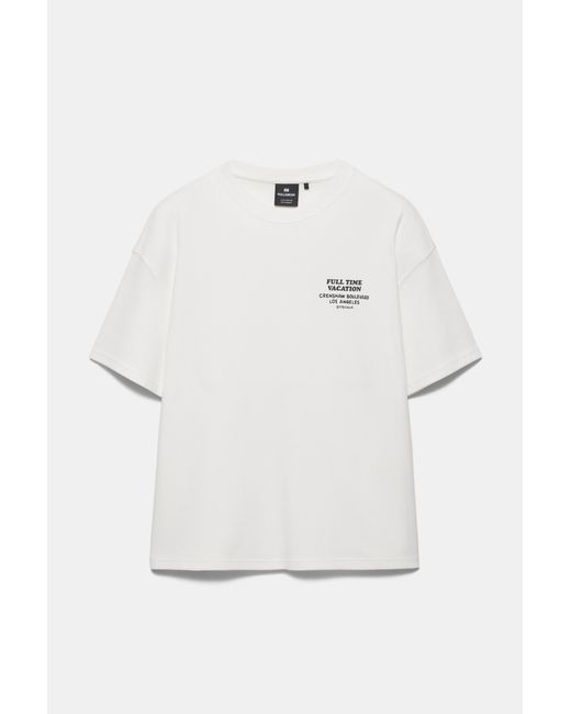 Pull&Bear White Short Sleeve Boxy Sweatshirt With Graphic for men