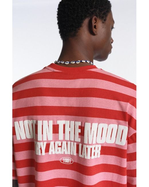 Pull&Bear Red Striped Stwd T-Shirt for men