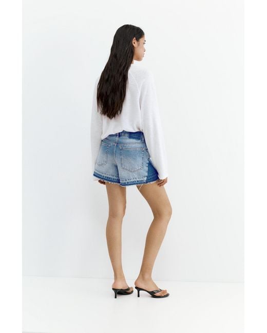 Pull&Bear Patchwork Denim Bermuda in het Blue