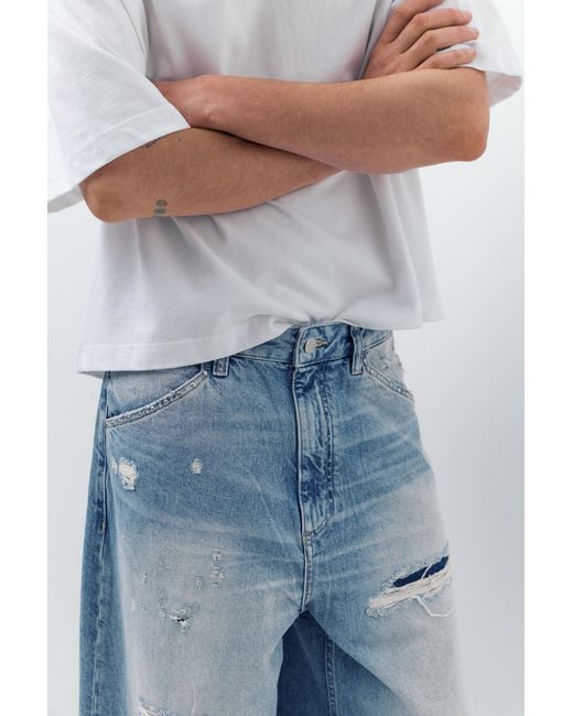 Pull&Bear Blue Super Baggy Ripped Jeans for men