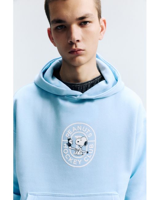 Pull&Bear Blue Peanuts Hoodie for men