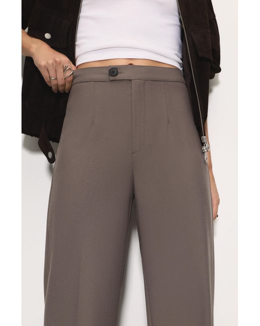 Pull&Bear Gray Smart Straight-Leg Trousers