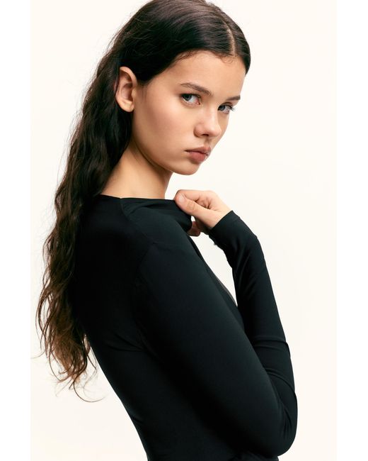 Pull&Bear Black Soft Draped Midi Dress