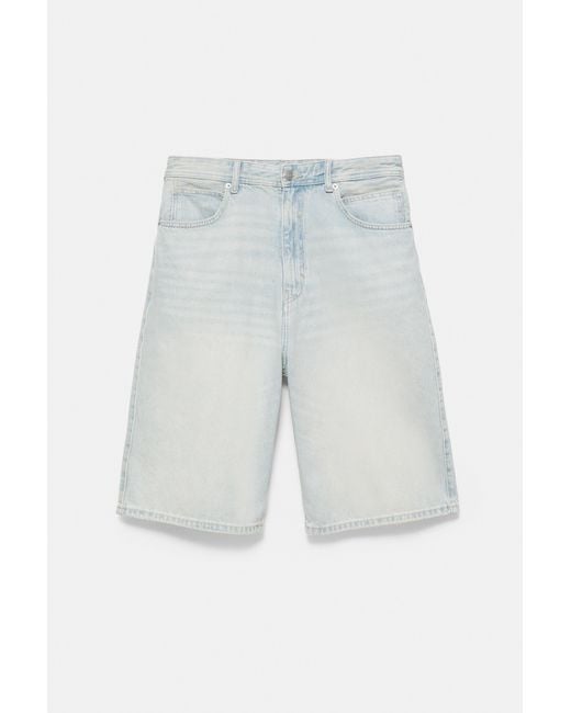 Pull&Bear Gray Stwd Skater Denim Bermuda Shorts for men