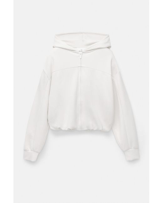Pull&Bear White Soft Touch Hooded Sweatshirt