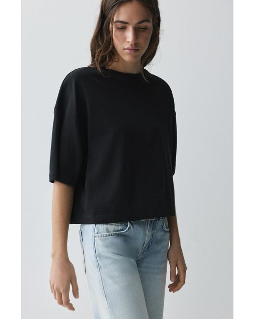 Pull&Bear Black Boxy Fit Short Sleeve T-Shirt
