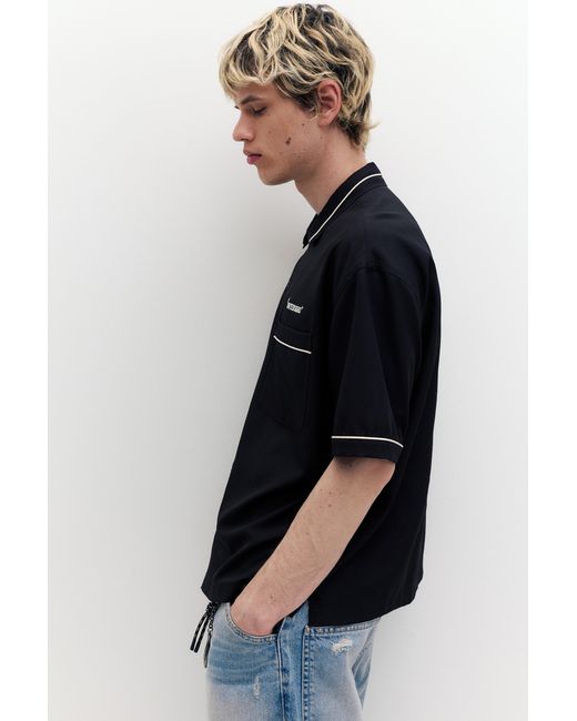 Pull&Bear Gray Embroidered Short Sleeve Shirt for men