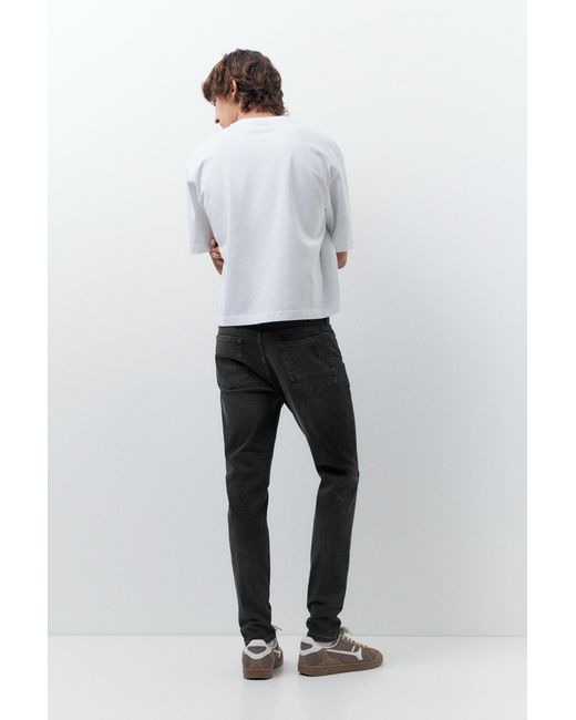 Pull&Bear White Ripped Skinny Jeans for men