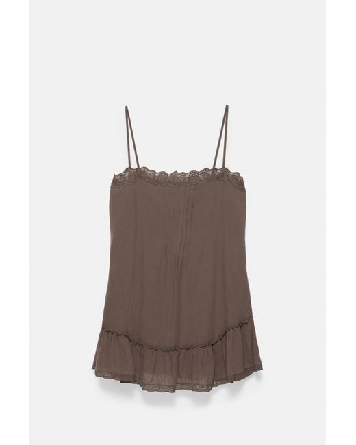 Pull&Bear Brown Frill Strap Dress