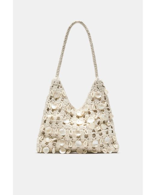 Pull&Bear White Beaded Shoulder Bag