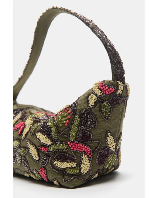 Pull&Bear Green Beaded Shoulder Bag