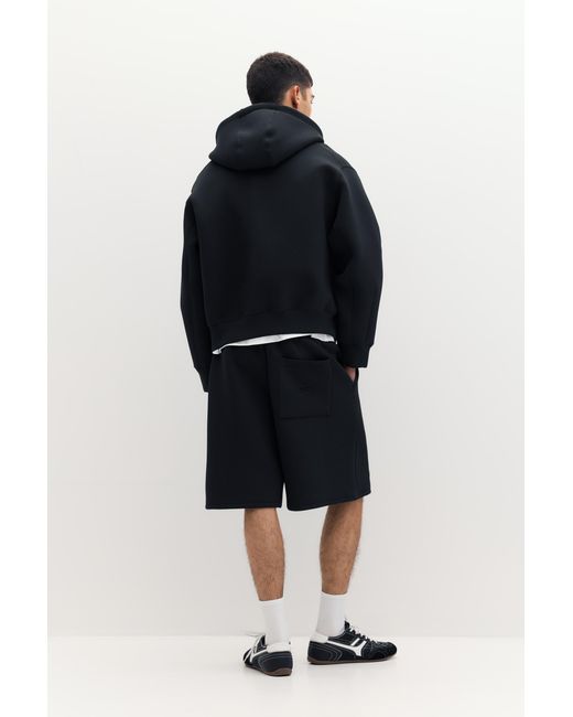 Pull&Bear Black Neoprene-Effect Hoodie for men