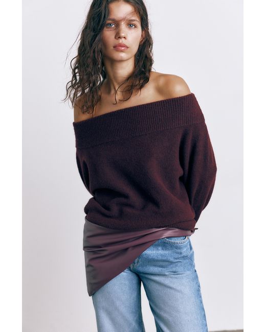Pull&Bear Red Soft Knit Bardot Jumper