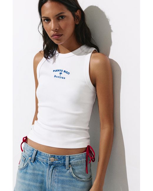 Pull&Bear White Puerto Rico Tank Top