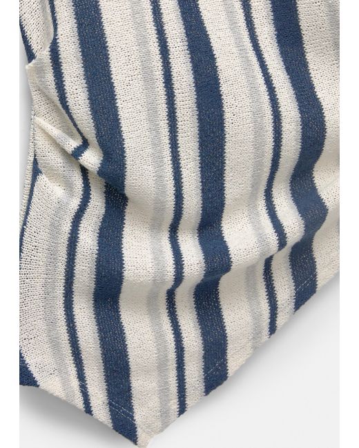 Top Misto Lino Asimmetrico A Righe di Pull&Bear in White