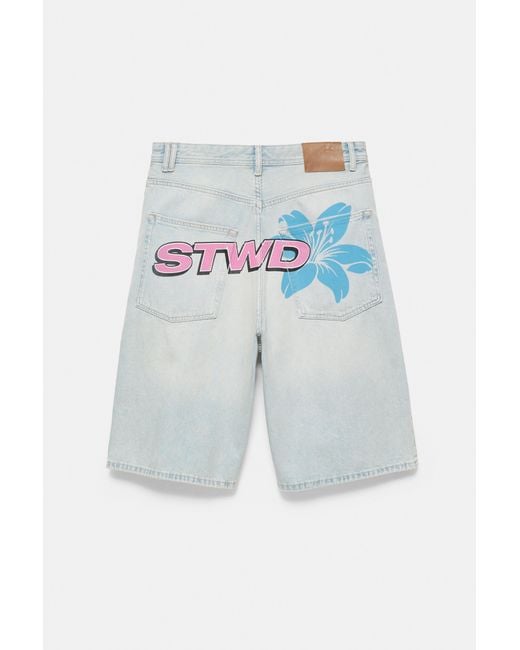 Pull&Bear Gray Stwd Skater Denim Bermuda Shorts for men