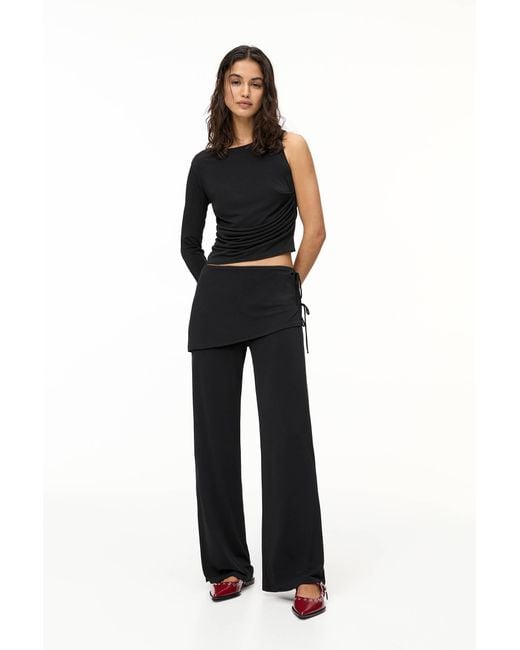 Pull&Bear Black Wrap Trousers With Ties