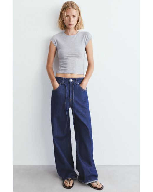 Pull&Bear Blue Fitted Short Sleeve T-Shirt