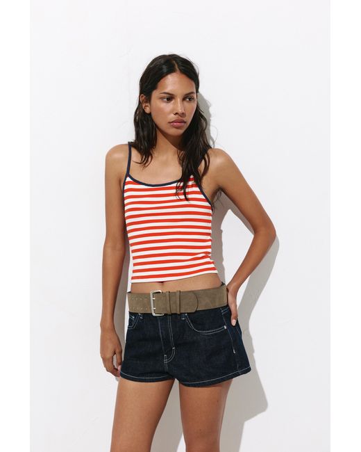 Pull&Bear Red Striped Strappy Top