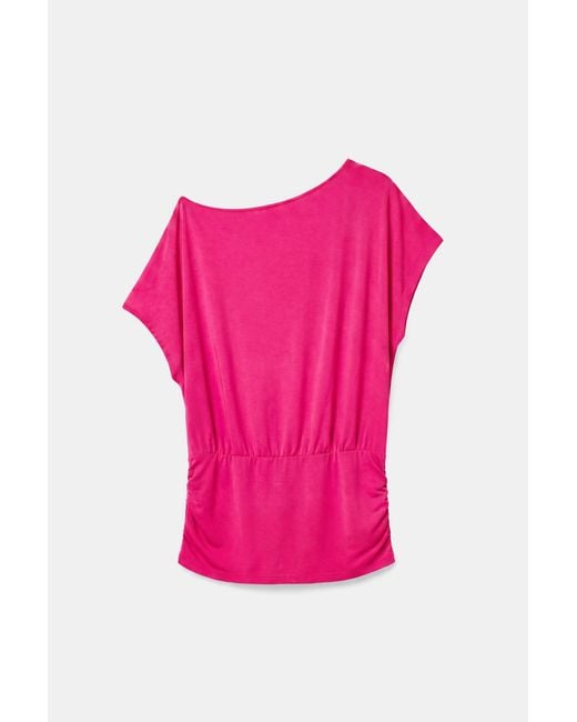 Pull&Bear Pink Asymmetric Sash-Waist Top