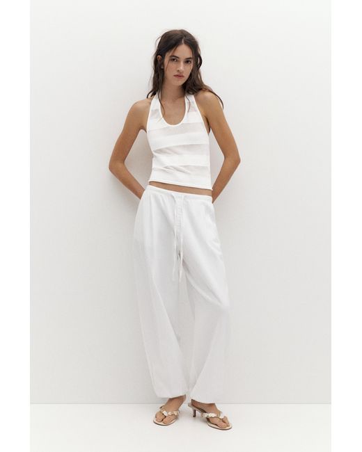 Pull&Bear Blue Sheer Halter Top