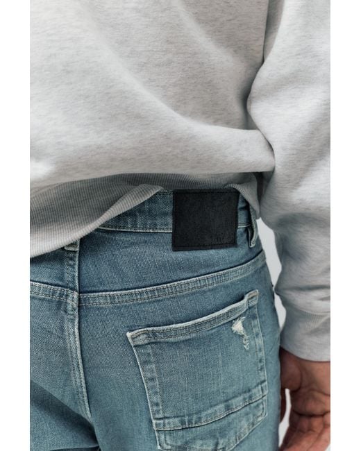 Pull&Bear Blue Ripped Skinny Jeans for men