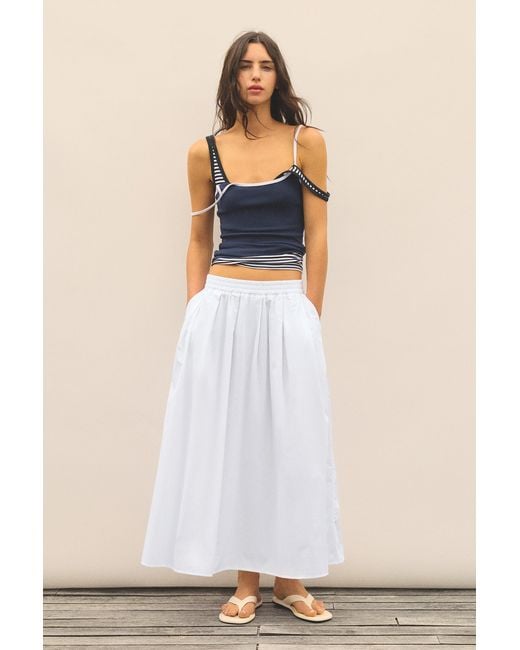 Pull&Bear White Long Poplin Skirt