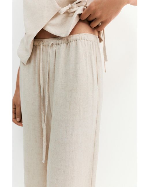 Pull&Bear Soepelvallende Broek Met Linnen in het Multicolor