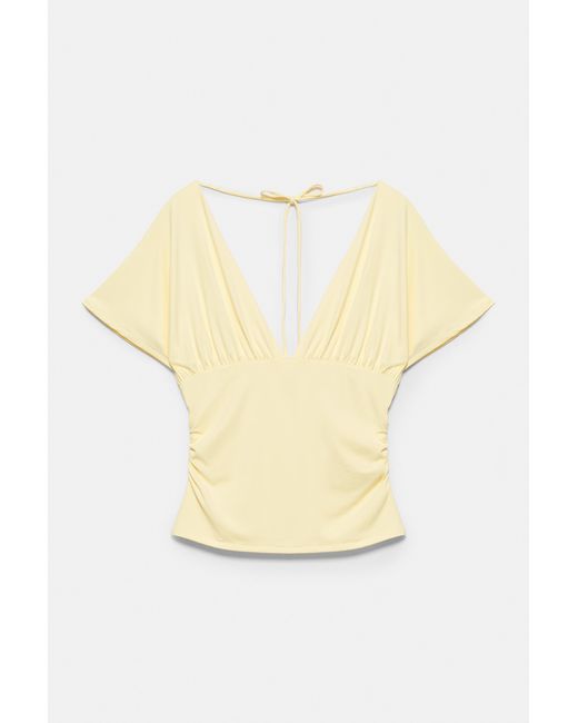 Pull&Bear White Gathered V-Neck Top
