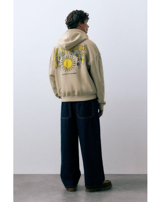 Pull&Bear Blue Sun Zip Hoodie for men