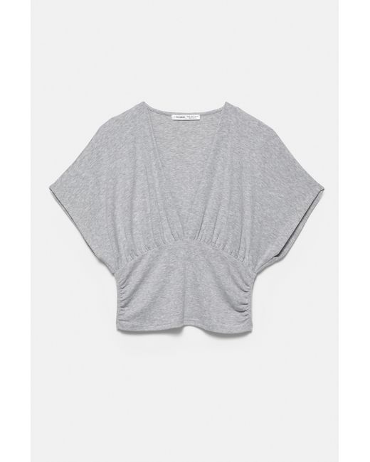 Pull&Bear Top Met V-Hals in het Gray