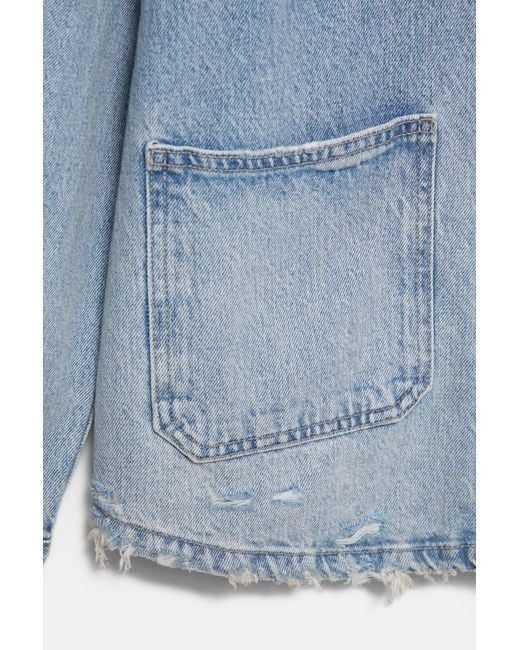 Pull&Bear Blue Worker Denim Overshirt