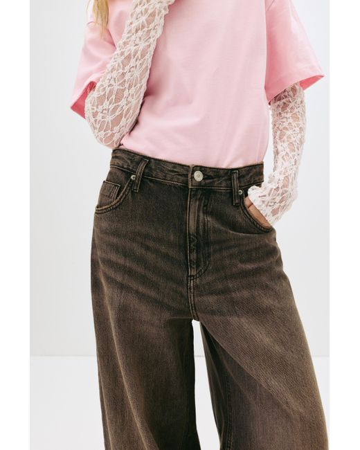 Pull&Bear Brown Baggy-Balloon-Jeans Mit Waschung